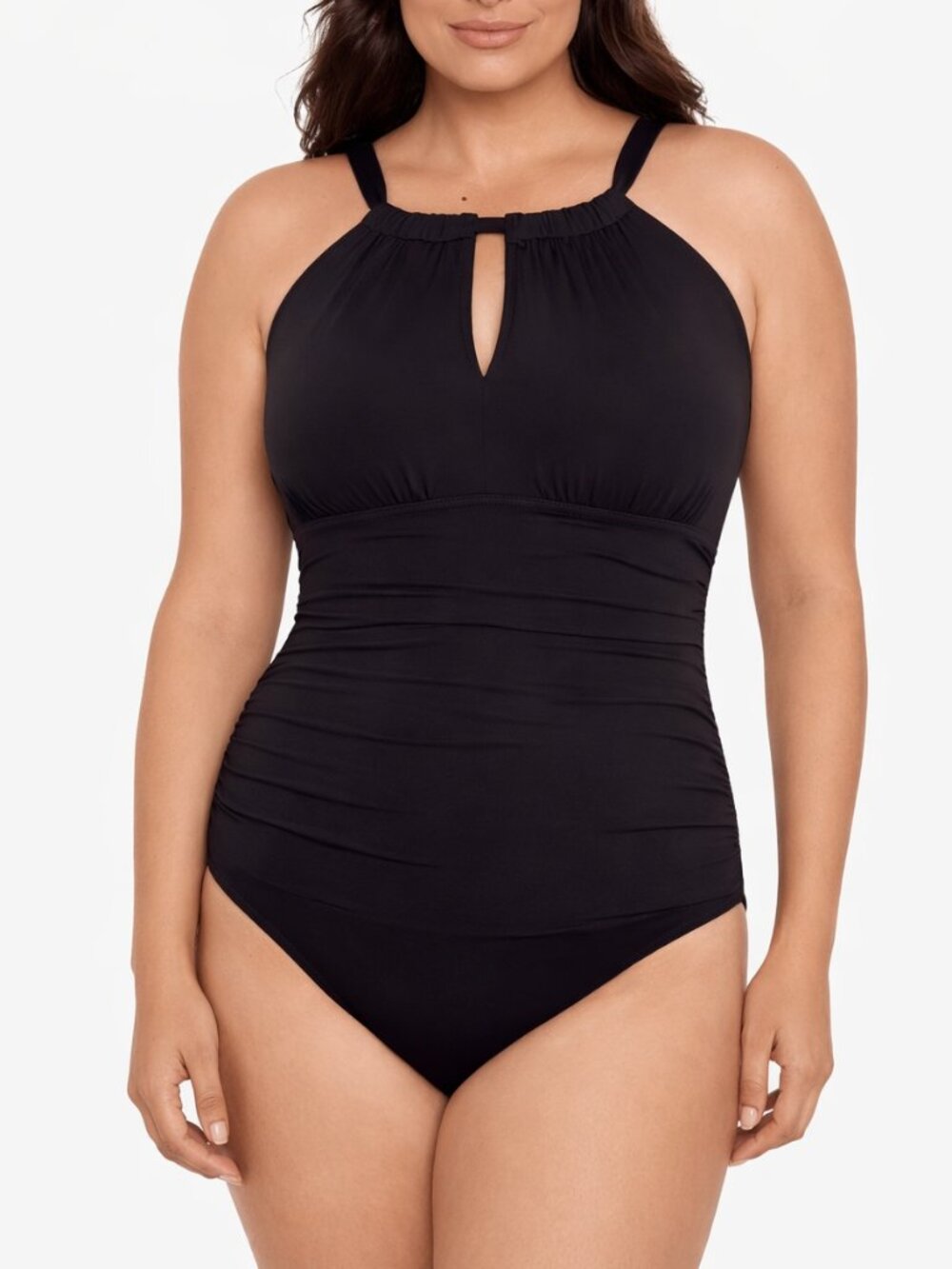 Lauren Ralph Lauren Womens One Piece Swimsuit 18W Plus Size High Neck Ruched